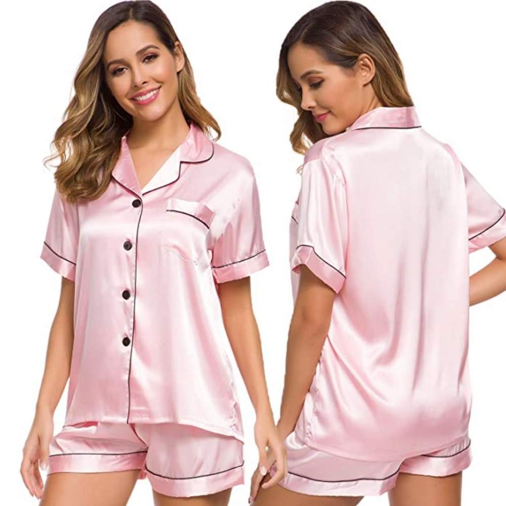 buy red satin silk pajamas online