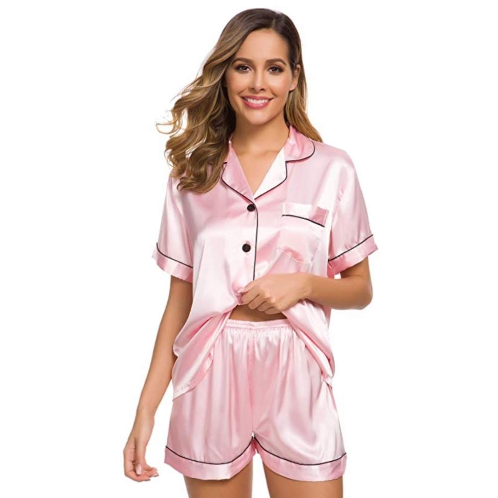 buy red satin silk pajamas online