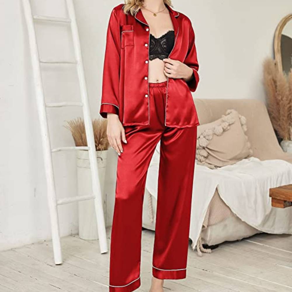 Women's Long Sleeve Satin Pajamas: image 6