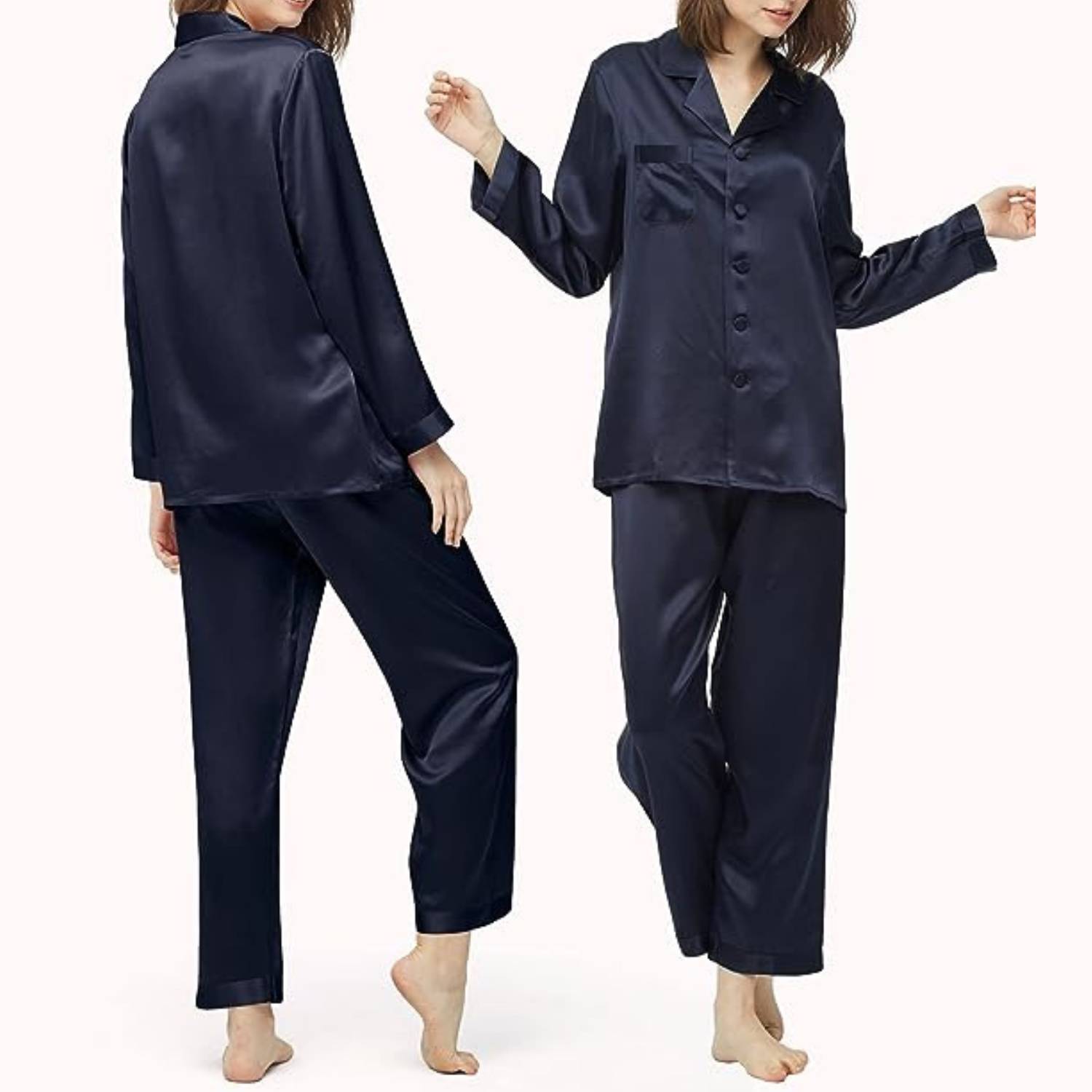 buy womens blue silk pajamas