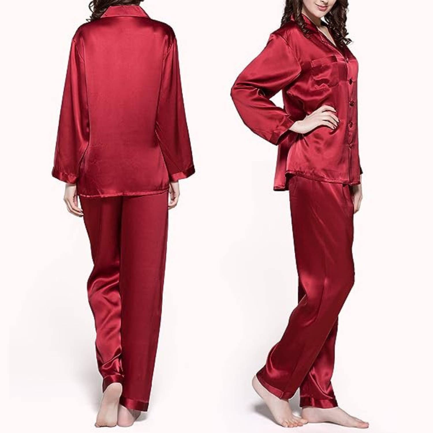 buy womens pink silk pajamas