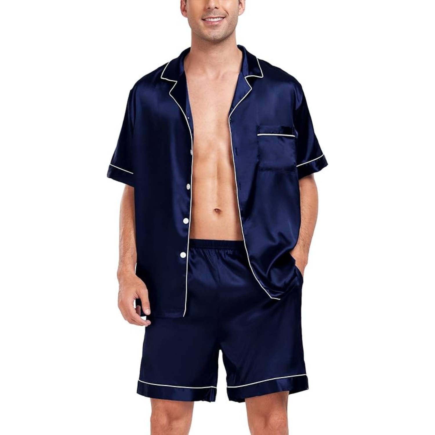 buy blue mens satin pajamas set
