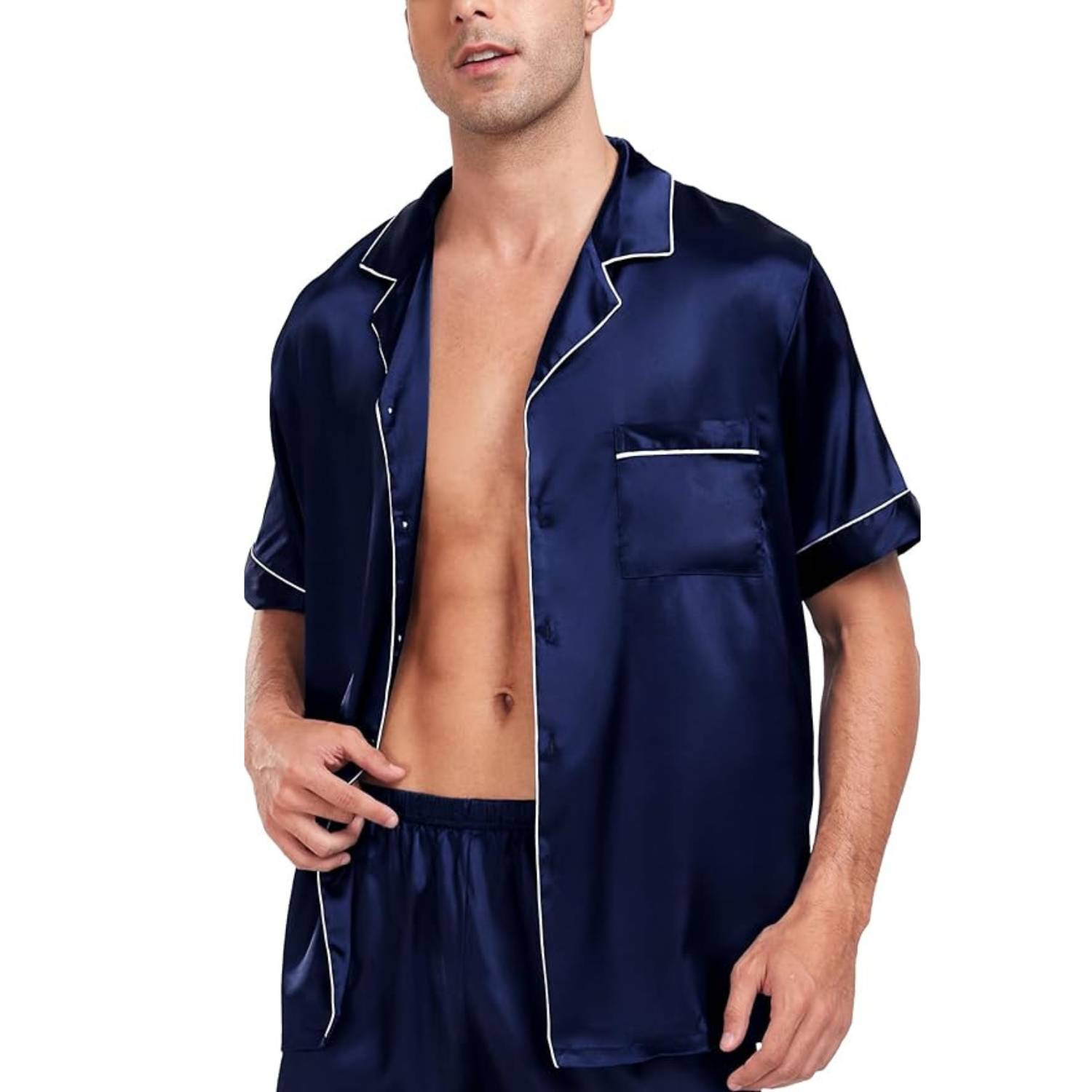 Men's Short Sleeve Satin Pajamas