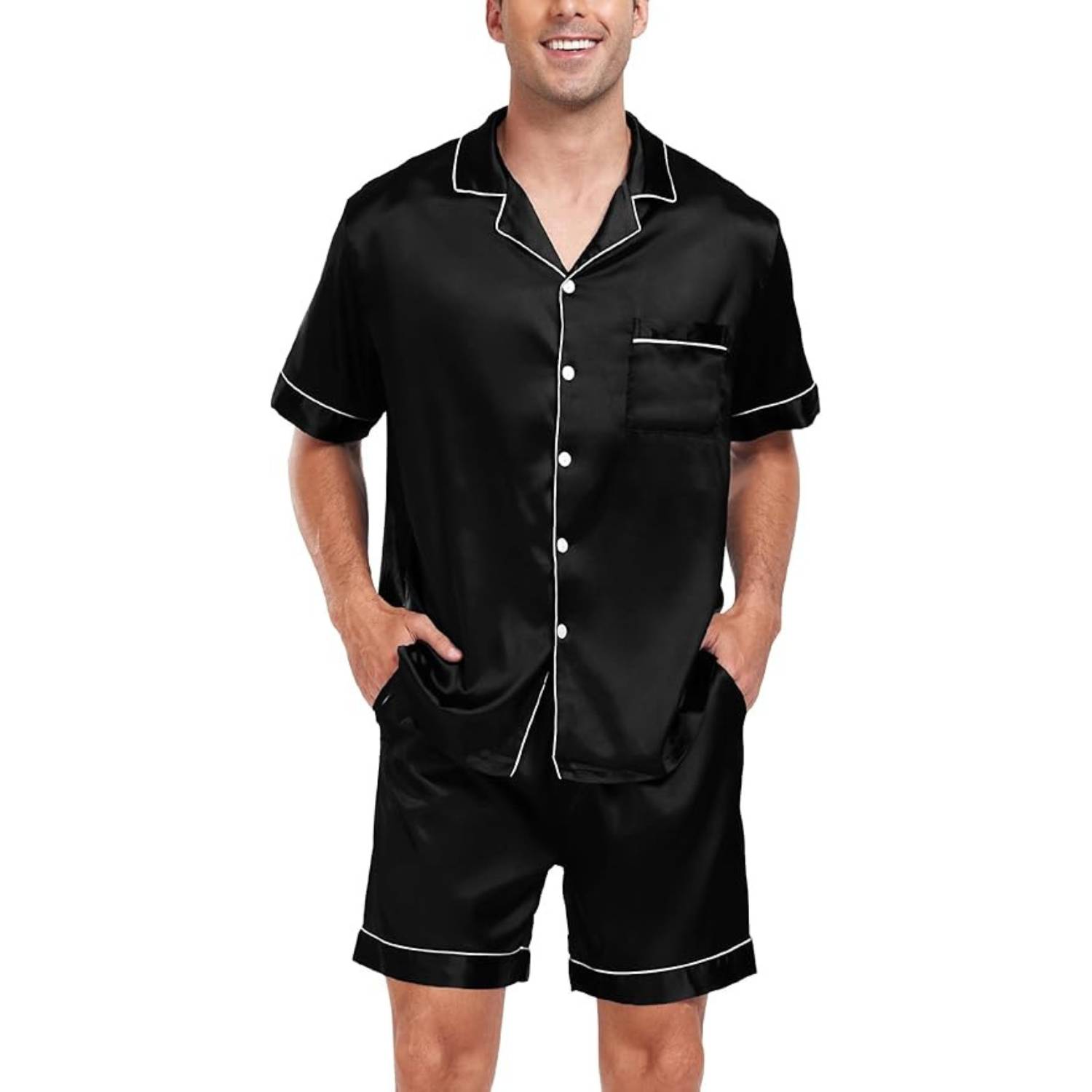 Men's Short Sleeve Satin Pajamas: image 4