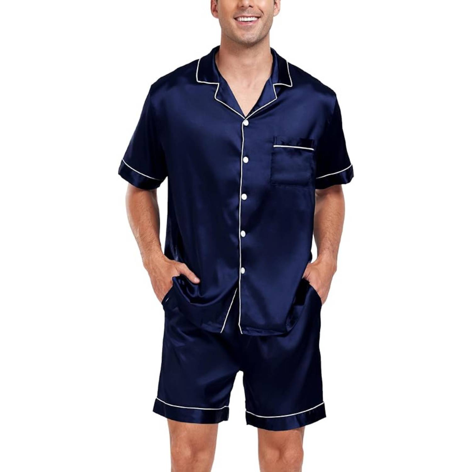Men's Short Sleeve Satin Pajamas: image 10