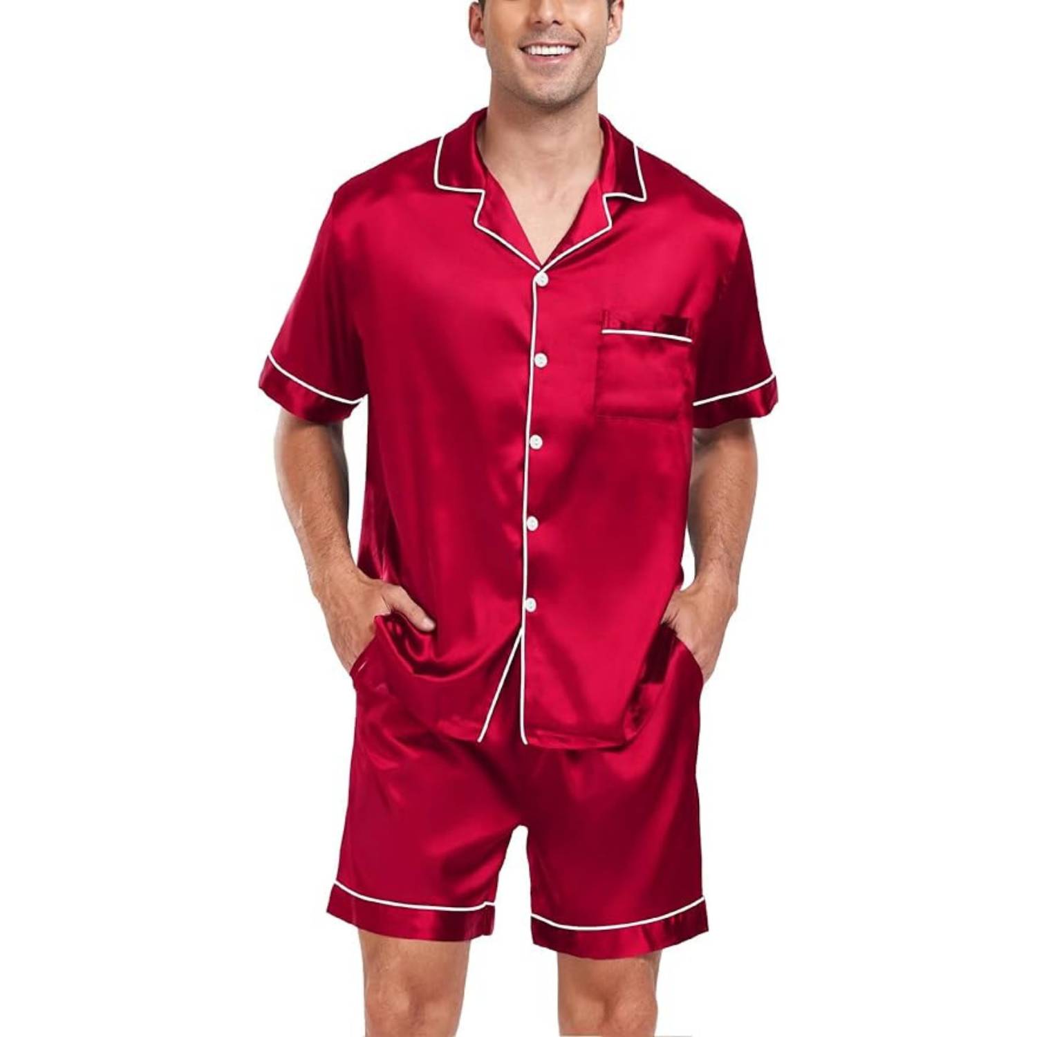 Men's Short Sleeve Satin Pajamas