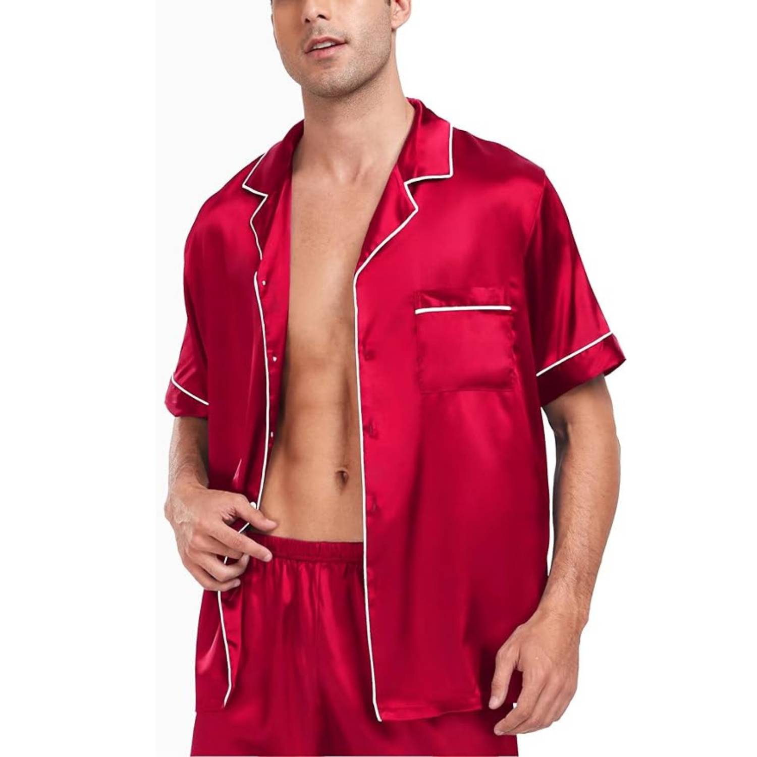 Men's Short Sleeve Satin Pajamas: image 8
