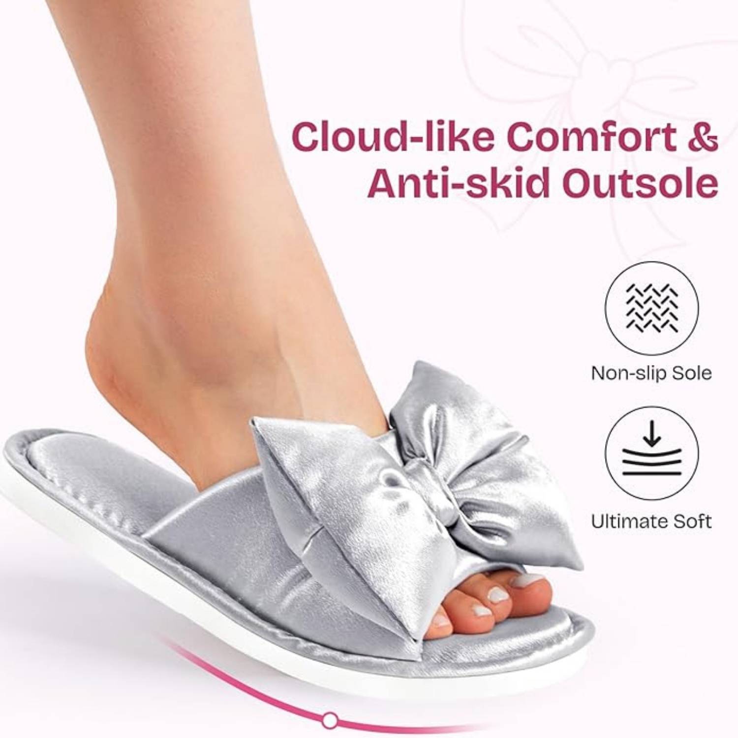 Women's Satin Bow Slippers: image 3