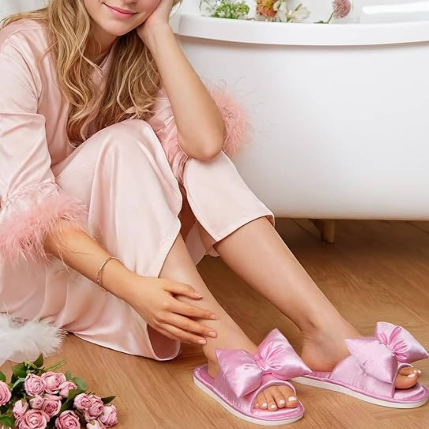 Women's Satin Bow Slippers: image 6