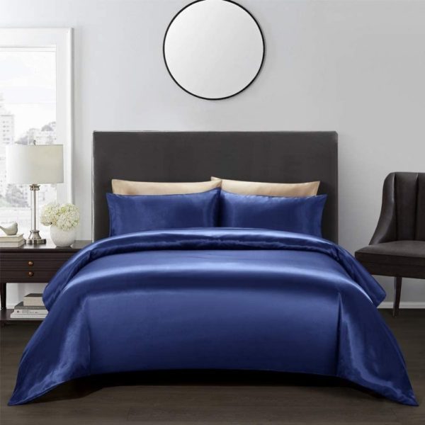 buy blue satin silk sheets online