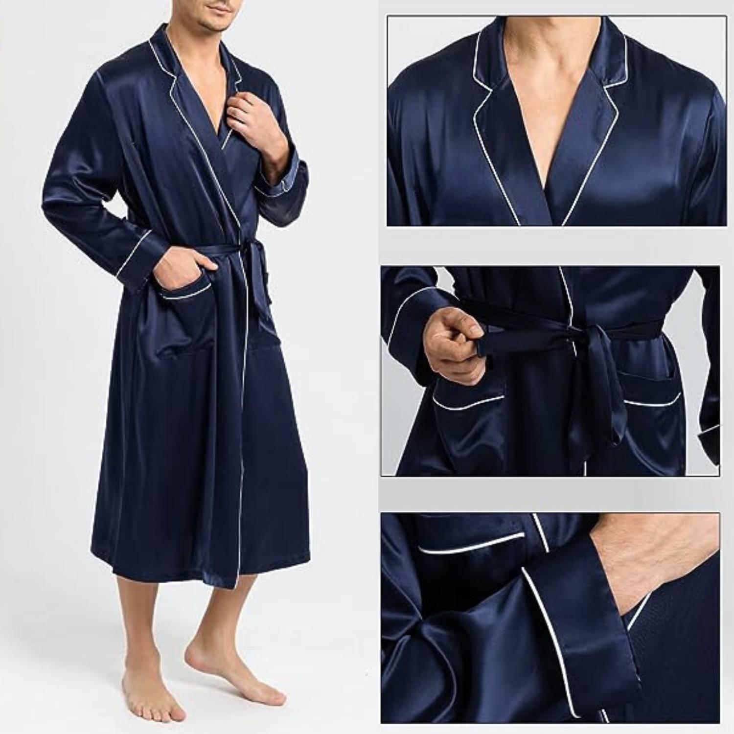 buy male long silk dressing gown